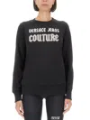 Versace Jeans Couture Bead-embellished Cotton Sweatshirt In Black