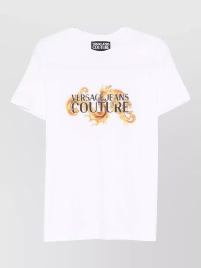 Versace Jeans Couture Crew Neck Graphic Print Short Sleeve T-shirt In White