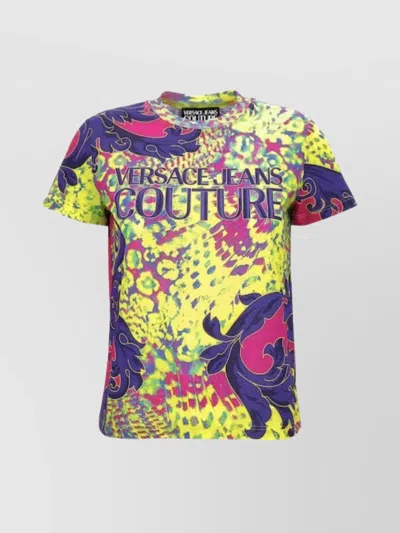 VERSACE JEANS COUTURE CREW NECK GRAPHIC PRINT SHORT SLEEVES TOP