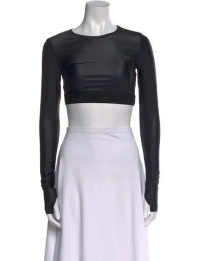 Pre-owned Versace Jeans Couture Crew Neck Long Sleeve Crop Top In Black