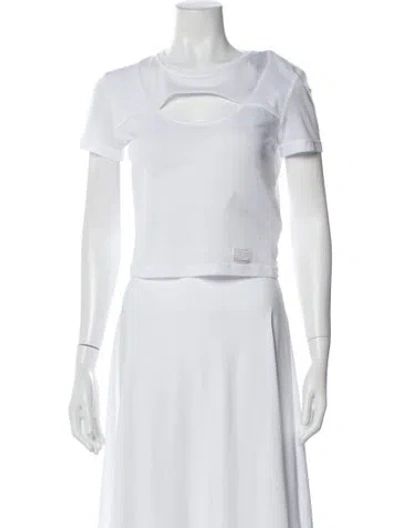 Pre-owned Versace Jeans Couture Crew Neck Short Sleeve Crop Top W/ Tags In White