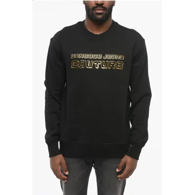 Versace Jeans Couture Crew Neck Sweatshirt With Embossed Lamè Logo