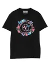Versace Jeans Couture Black Cotton Jersey Screen-printed T-shirt In Black