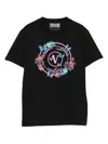Versace Jeans Couture Crew Neck T-shirt With Print  In Black