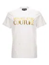 Versace Jeans Couture White Cotton T-shirt With Gold Lettering In White