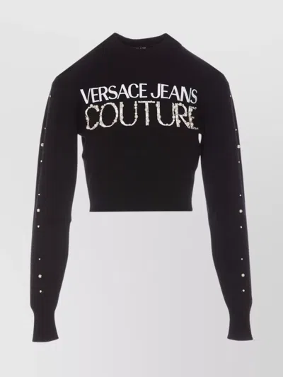 Versace Jeans Couture Crewneck Crop Sweater Pearls