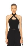 Versace Jeans Couture Criss Cross Bustier Top In Black