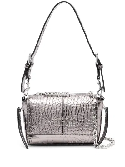 Versace Jeans Couture Crocodile-effect Shoulder Bag In Grey