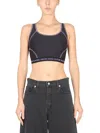 Versace Jeans Couture Logo Band Crop Top With Contrast Stitching In Black