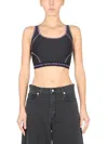 Versace Jeans Couture Logo Band Crop Top With Contrast Stitching In Black