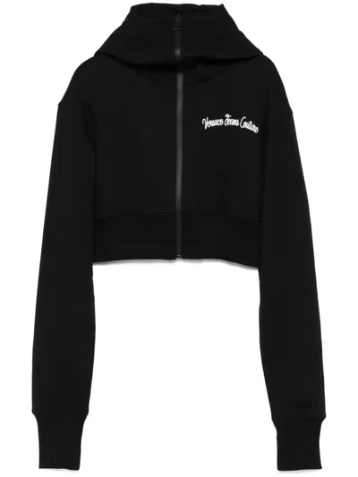 Versace Jeans Couture Cropped Hoodie In Black