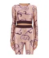 Versace Jeans Couture Cropped Patterned Top In Pink