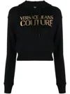 Versace Jeans Couture Cropped Sweatshirt With Logo In Black