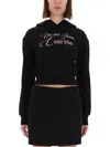 Versace Jeans Couture Cropped Sweatshirt With Logo In Black