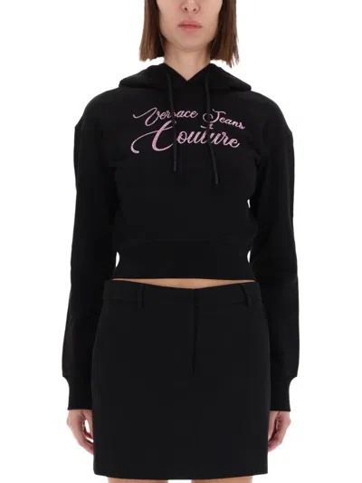 VERSACE JEANS COUTURE VERSACE JEANS COUTURE CROPPED SWEATSHIRT WITH LOGO
