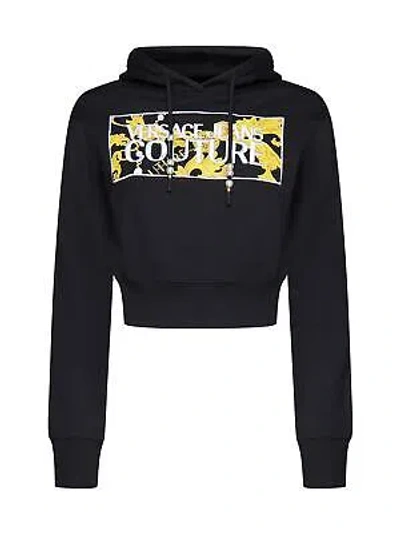 Pre-owned Versace Jeans Couture Cropped Sweatshirt With Logo In Black Gold