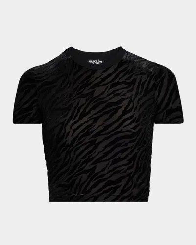 Versace Jeans Couture Devoré Zebra Short T-shirt In Black