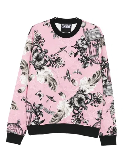 Versace Jeans Couture Crown-birdcage Print Sweatshirt In Pink
