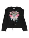 Versace Jeans Couture Crown-embellished Long-sleeve Top In Multi