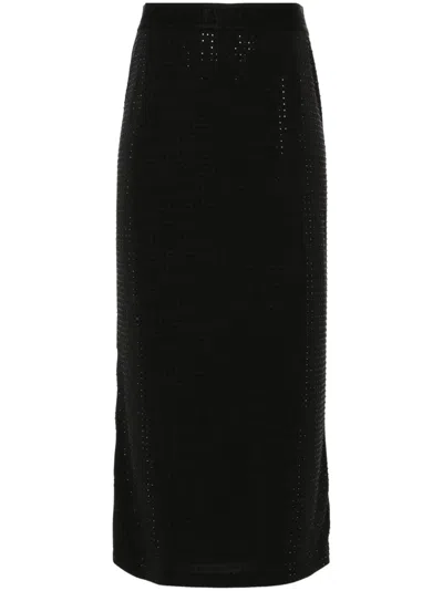 Versace Jeans Couture Crystal-embellished Midi Skirt In Black