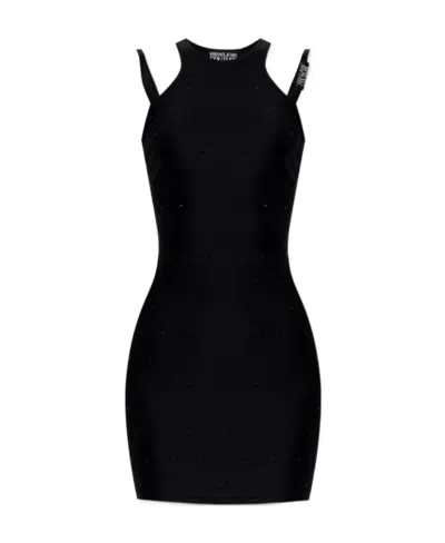 Versace Jeans Couture Crystal-embellished Mini Dress In Black