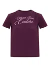 Versace Jeans Couture Logo Burgundy Stretch Cotton T-shirt In Pink