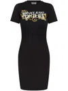 Versace Jeans Couture Crystal Outline Barocco Mini Dress In Black