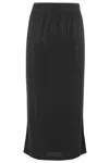 Versace Jeans Couture Black Midi Skirt With Logo Waistband In Black