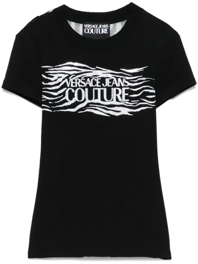 Versace Jeans Couture Crystal Zebra T-shirt In Black