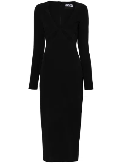 Versace Jeans Couture Cut-out Crepe Midi Dress In Black