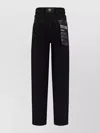VERSACE JEANS COUTURE CUT-OUT DENIM TROUSERS WITH CONTRAST STITCHING