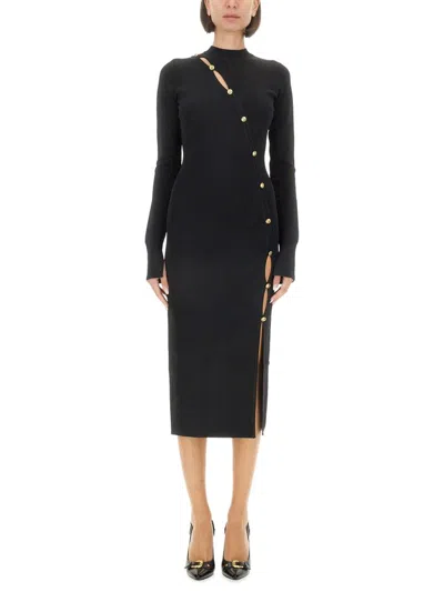 Versace Jeans Couture Mini Cut-out Dress For Women In Black