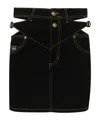 Versace Jeans Couture Cut-out Detailed Denim Mini Skirt In Black