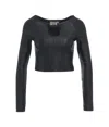 Versace Jeans Couture Cut-out Detailed Jersey Cropped Top In Nero