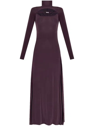 Versace Jeans Couture Cut-out Detailed Midi Dress In Violett