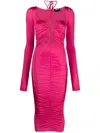 Versace Jeans Couture Cut-out Lace-up Midi Dress In Pink