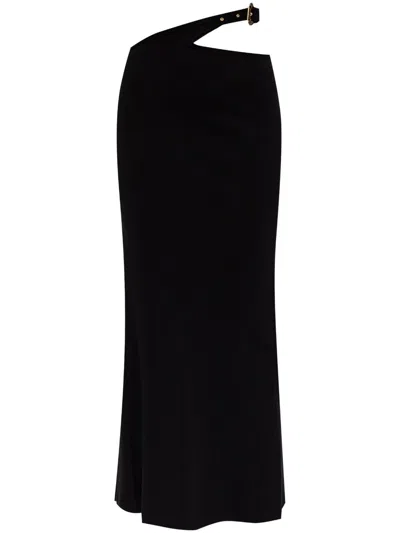 Versace Jeans Couture Cut-out Midi Skirt In Black