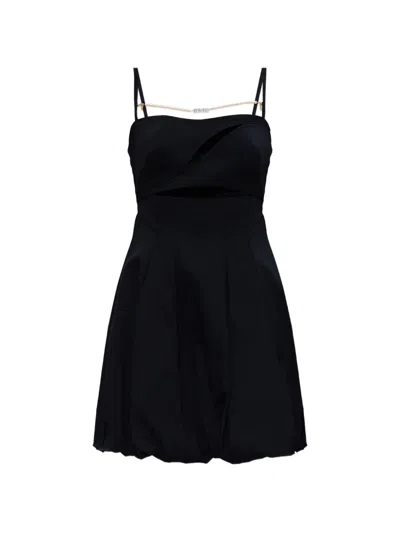 Versace Jeans Couture Cut-out Pleated Mini Cotton Dress In Black