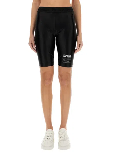 Versace Jeans Couture Cycling Shorts With Logo In Black