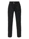 Versace Jeans Couture Damask-pattern Belted Trousers In Black