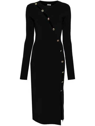 Versace Jeans Couture Decorative-buttons Knitted Midi Dress In Black