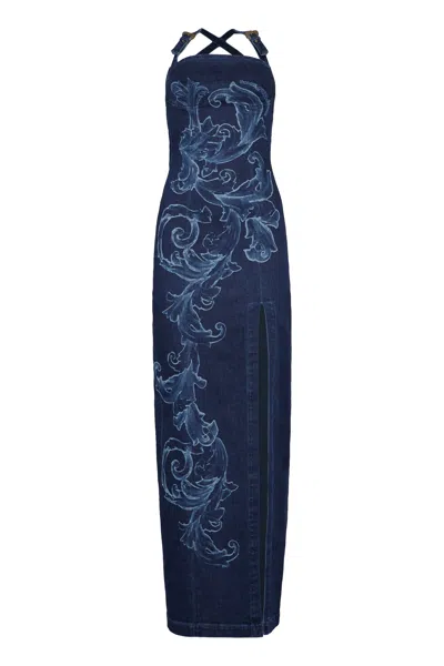 Versace Jeans Couture Denim Dress In Blue