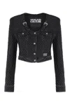 Versace Jeans Couture Long Sleeve Denim Jacket Featuring Pockets In Black