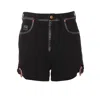 Versace Jeans Couture Denim High-waisted Shorts Contrast Stitching In Black