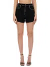 Versace Jeans Couture Logo-engraved Denim Shorts In Black