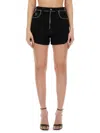 Versace Jeans Couture Logo-engraved Denim Shorts In Black