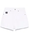 Versace Jeans Couture White Logo Denim Shorts In White