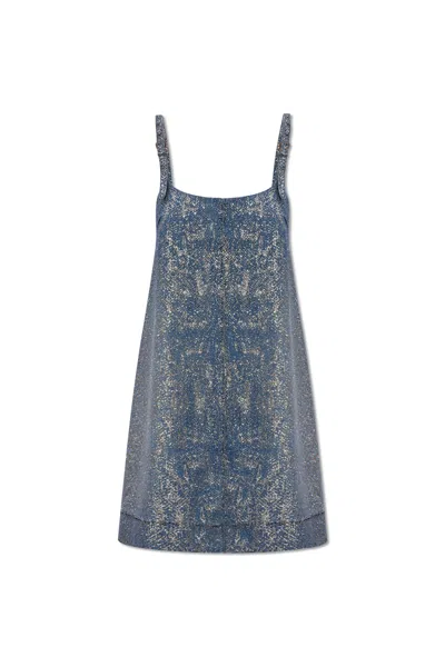 Versace Jeans Couture Denim Slip Dress In Blue