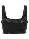 Versace Jeans Couture Denim Strap Top In Black