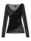 Versace Jeans Couture Draped Top In Black